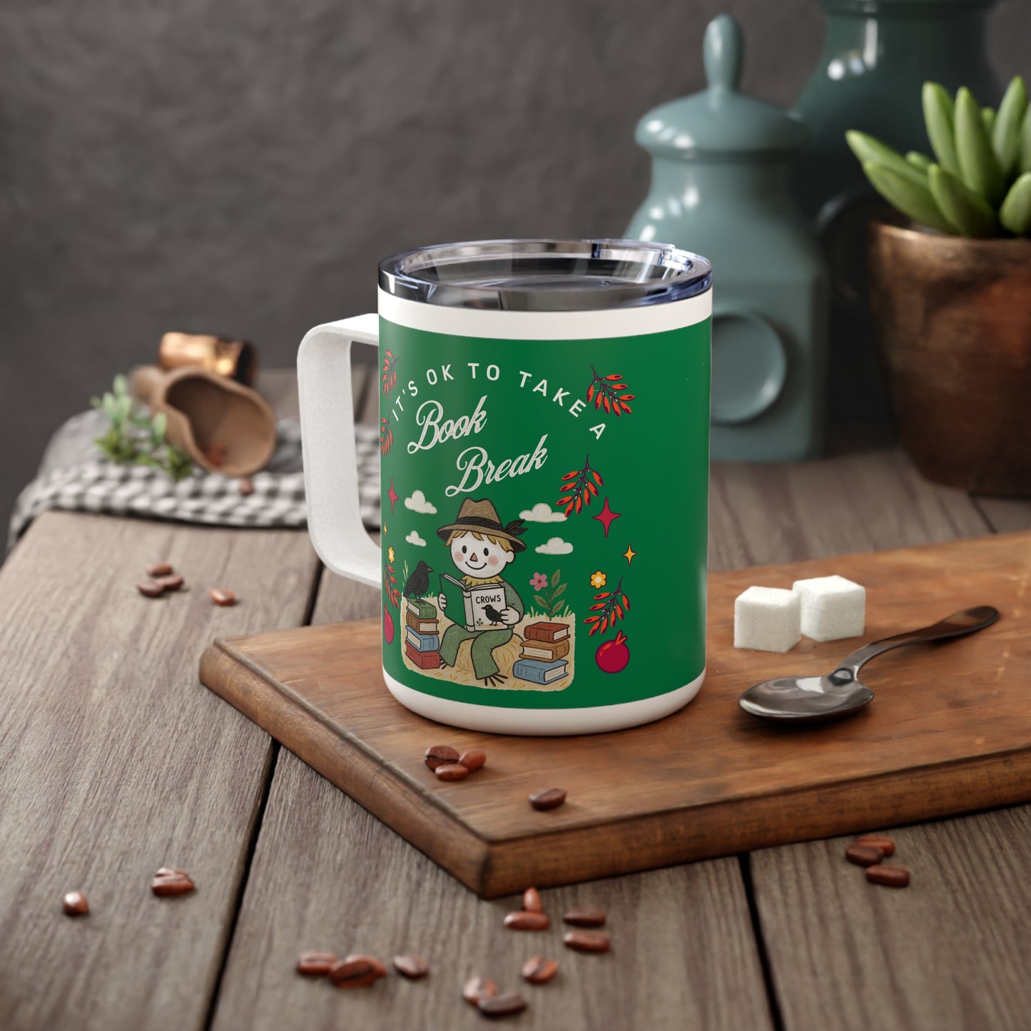 Book & Coffee Lover 10oz Insulated Mug — Literary Gift for Bookworms