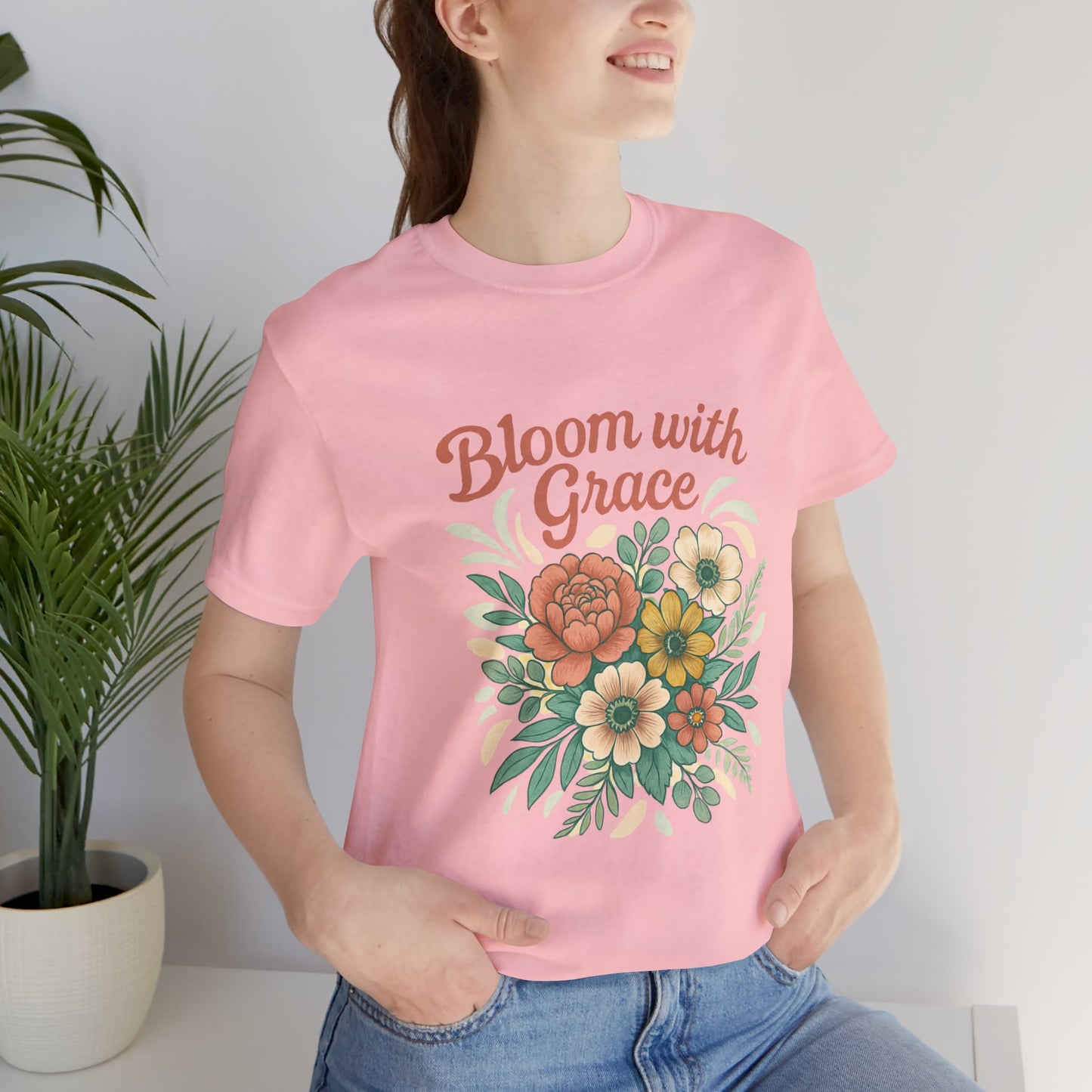 Floral T-Shirt - Modern Flowers Design for Youth - Unisex Jersey Tee