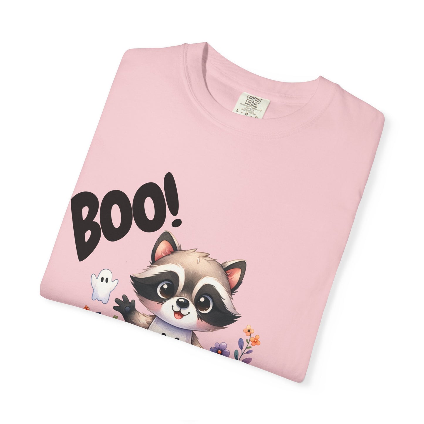 Funny Halloween Raccoon T-Shirt, Cute Graphic Tee, Spooky Animal Top for Men and Women, Novelty Halloween Costume Shirt, Unisex Garment-Dyed