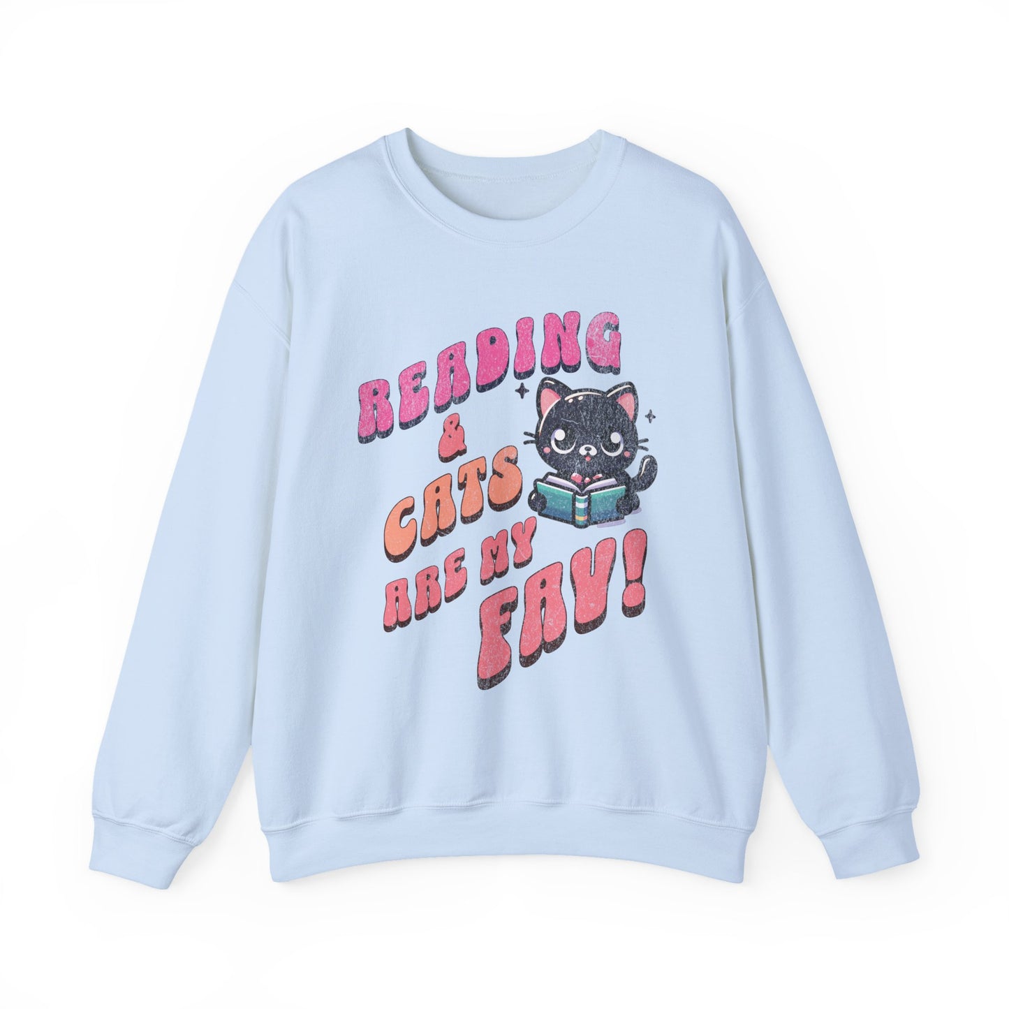 Cozy Reading Lover Cat Unisex Sweatshirt, Bookworm Gift, Feline Crewneck Jumper, Winter Sweater, Comfy Kitty Pullover