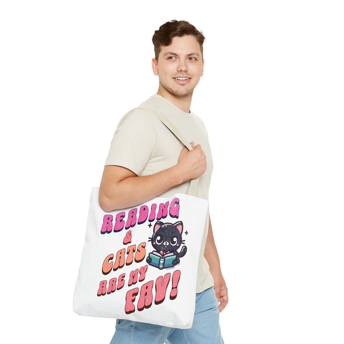 Book Lover Tote Bag,  Cute School Bag,  Black Cat tote, Library Tote, Bookish Tote Bag